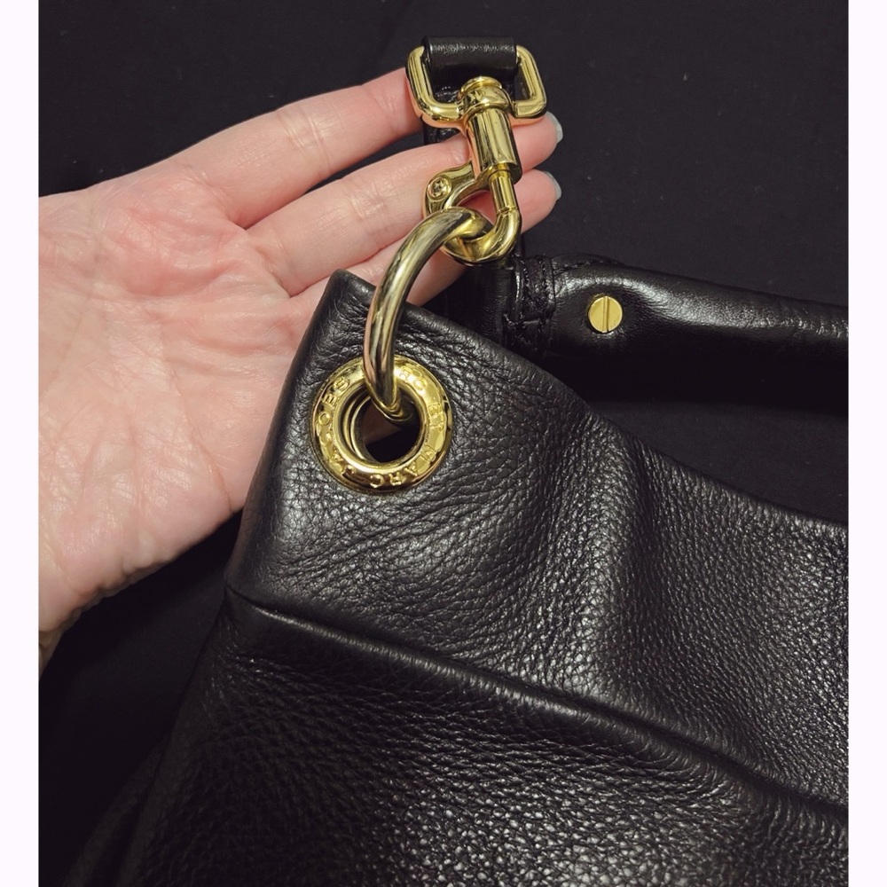 Marc Jacobs Black Leather Hobo Bag Purse Crossbody Shoulder - Picture 8 of 15